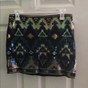 Black sequin mini skirt